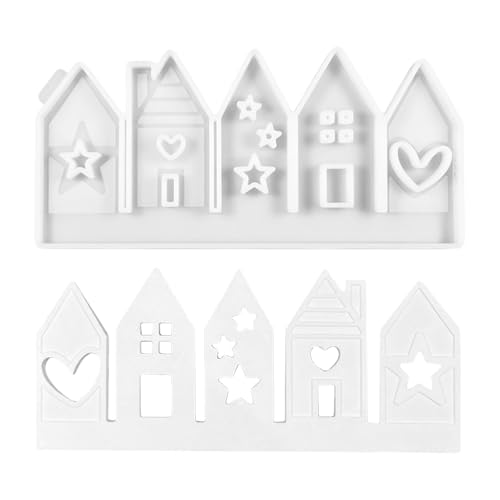 ein Satz von Siamese Mini Silikon Haus Gießform（Enthält 5 Haus Modelle), (20,5 x 9,5cm), Silikonformen Haus für Gießen Silikonform für Kerzenherstellung, handgemachte Seife, DIY Crafts von Laluky