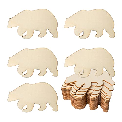 Bären Holzhandwerk, Tier, unlackiertes Holz, DIY, Handwerk, Ornament für Hochzeit, Geburtstag, Erntedankfest, Party, Tierthema, Party-Dekoration, 20 Stück von Lamantery