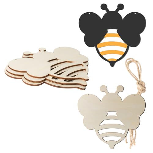 Bienenform, unlackiertes Holzbrett, Bienenform, Holzschild mit Bindfäden, DIY für Tür, Fenster, Garten, Ornament, Dekoration, 3 Stück Bienenform, unlackiertes Holzbrett, Bienenform, Holzschild mit Bindfäden, DIY für Tür, Fenster, Garten, Ornament, Dekoration, 3 Stück von Lamantery