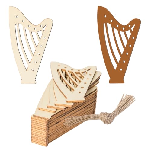 Harfenförmige Holz-Musik-Ornamente mit Bindfäden, DIY, Handwerk, Ornament für Zuhause, Outdoor-Dekoration, 20 Stück Harfenförmige Holz-Musik-Ornamente mit Bindfäden, DIY, Handwerk, Ornament für Zuhause, Outdoor-Dekoration, 20 Stück von Lamantery