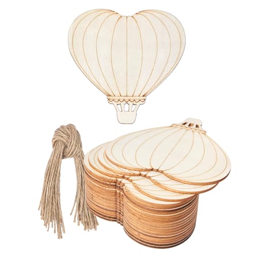 Herz-Heißluftballon-Form, Holz-Feuerballon, unlackiertes Holz, DIY, Basteln, Ornament für Weihnachtsbaum, Fenster, Wand, Ornamente, 20 Stück von Lamantery