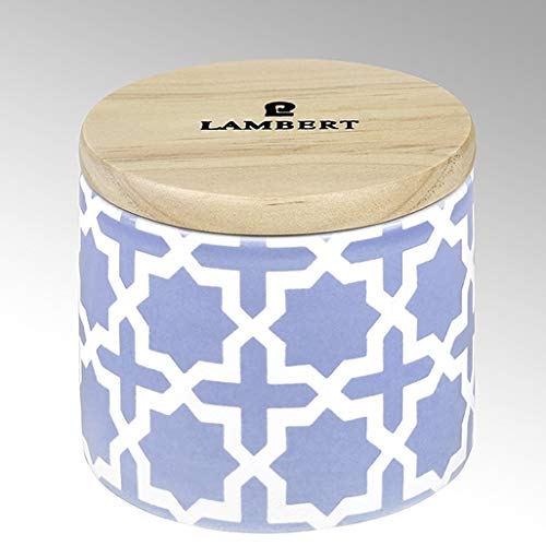 Lambert - Ebba - Duftkerze im Gefäß im Deckel - Keramik/Bambus/Paraffingemsich/Duftöle - Lavendel - H: 8cm / D: 9cm von Lambert