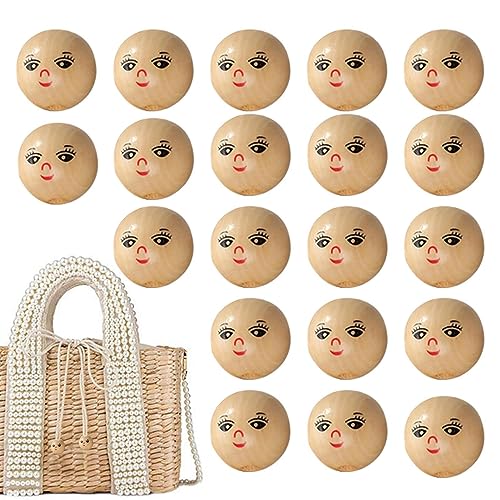 20 runde Holzperlen zum Basteln, Smile-Perle aus Holz, runde Holzperlen, Gesicht, Holzperlen für Schmuck, Armbänder, Halsketten, Schlüsselanhänger, Handwerk und Dekoration des Hauses von Lambo