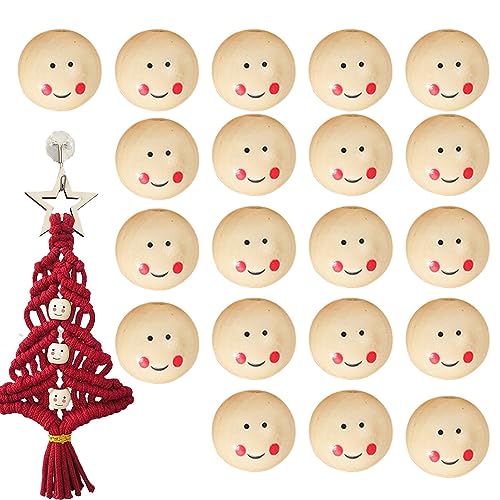 20 runde Holzperlen zum Basteln, Smile-Perle aus Holz, runde Holzperlen, Gesicht, Holzperlen für Schmuck, Armbänder, Halsketten, Schlüsselanhänger, Handwerk und Dekoration des Hauses von Lambo