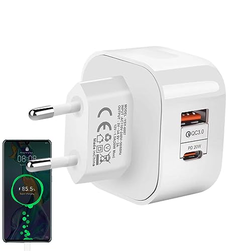 Lambo 20W Typ-C-Ladegerät, Zwei-Port-Typ-C-20-W-Ladeblock, Sicheres, feuerfestes Schnellladezubehör für Arbeit, Hotel, Reise, Zuhause von Lambo