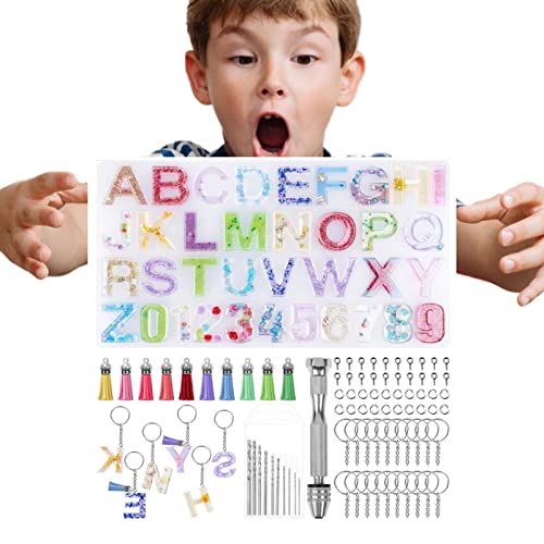 Lambo Alphabet-Form aus Silikon – robuste Buchstabenformen – Gießen von Harz, Basteln, Buchstaben und Ornament, Epoxidharz, zur Herstellung von Schlüsselanhängern mit 1 Bohrmaschine 10 von Lambo