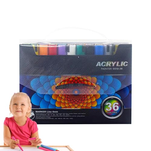 Lambo Felsmalerei-Set für Acrylfarben, Acrylstifte | Acrylmarker für Kleidung, Bastelstift, wasserfester Kleidermarker, Kunstbedarf für T-Shirts, von Lambo