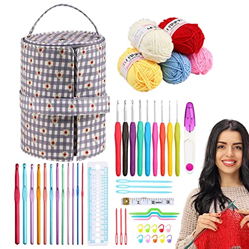 Lambo Häkelgarn-Set, Strickgarn, Werkzeug zum Weben, zum Selbermachen, mit ergonomischer Häkelnadel, Häkel-Start für Anfänger, Strickbegeisterte von Lambo