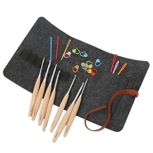 Lambo Häkelnadel-Set, Häkelnadeln aus Buchenholz mit ergonomischem Griff, Häkelset für Häkeln und Stricken, Strickset für Anfänger Erwachsene (1,3 mm 1,5 mm) von Lambo