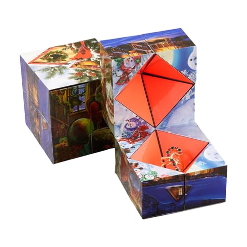 Lambo Kreative drehbare Ringbox, beleuchtet, geometrisches Weihnachtsmotiv | Aufbewahrungsbox für Schmuck, beleuchtet, magischer Würfel für Weihnachten, Ringbox, drehbare Schmuckschatulle von Lambo