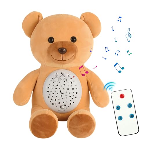 Lambo Plüschspielzeug mit Musik, Plüschspielzeug, Sternenprojektor | Projektor aus Plüsch für | Atemvibrationen, Sound und Licht, weißes Geräusch, Sternenlampe für Jungen und Mädchen von Lambo