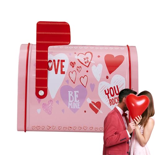 Lambo Valentinstag-Briefkasten aus Zinn, Briefkasten zum Valentinstag für – Bonbonschachteln für Valentinstag-Briefkasten, Valentinstagsgrußkarten von Lambo