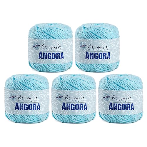 La Mia Angora-Wolle, insgesamt 50 g, 125 m, 15 % Angora, hell-dunkelblaue Premium-Garne, 5 Knäuel, L071 von La Mia
