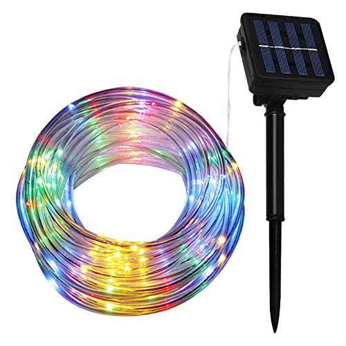 Lamker 10M 100 LED Lichterschlauch Solar Außen 8 Modi Bunt Licht Lichterketten Dimmbar Wasserdicht Lichtschläuche Lichterkette für Garten Balkon Terrasse Weihnachten Party Aussen Dekoration von Lamker