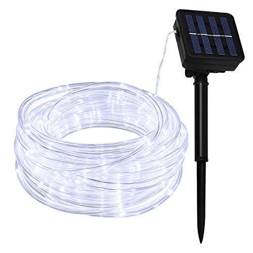 Lamker 10M 100 LEDs Lichterschlauch Solar Außen 8 Modi Dimmbar Weiß Licht Lichterketten Wasserdicht Lichtschläuche Lichterkette für Garten Balkon Terrasse Weihnachten Party LED Schlauch Dekoration von Lamker