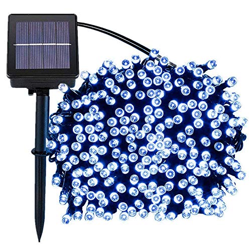 Lamker 30M 300er LEDs Lichterketten Solar Außen Blau LED Lichterkette Wasserdicht Grünes Kabel 8 Modi Dimmbar Solarlichterkette Beleuchtung Deko für Garten Terrasse Balkon Tor Hof Hochzeit von Lamker