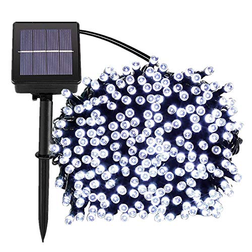 Lamker Solar LED Lichterketten Außen Kaltweiss 30M 300er LEDs Lichterkette Wasserdicht Grünes Kabel 8 Modi Dimmbar Solarlichterkette Beleuchtung Deko für Garten Terrasse Balkon Tor Hof Hochzeit von Lamker