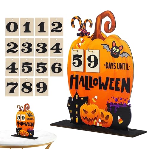 15pcs Halloween Adventskalender Kürbis -Form -Holz Countdown mit hängenden Nummernschildern Tischdekoration Geschenke für Kinder von Lamppdcor