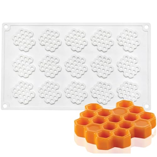 Fondantformen, tuile Formen 15 Fach Wabenform -Fondantformen Silikonspitzelformen für Kuchen Dekorieren DIY Easy Freisetzung Lebensmittelqualität Backformen für Lebensmittel, Dessert, Handwerk von Lamppdcor