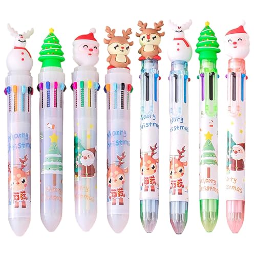 Lamppdcor 8pcs Weihnachtsstifte 6 Zoll 6 in 1 mehrfarbiger Kugelschreiber 0, 5 mm einziehbarer NIB für Schüler Kinderlehrer von Lamppdcor