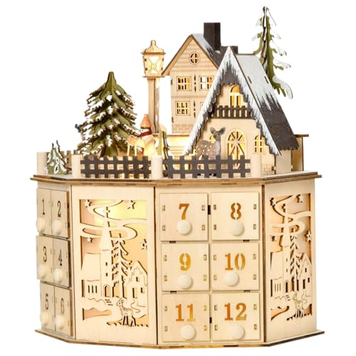 Lamppdcor Adventskalender aus Holz mit 24 Schubladen, leerer Adventskalender mit Musik zum Befüllen mit Countdown für Weihnachtsdekorationen Lamppdcor Adventskalender aus Holz mit 24 Schubladen, leerer Adventskalender mit Musik zum Befüllen mit Countdown für Weihnachtsdekorationen von Lamppdcor
