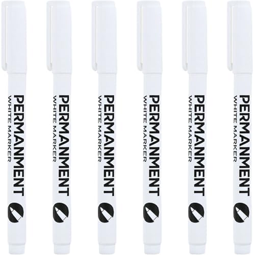 Lamppdcor Weiße Farbmarker 6PCS-Basis mit weißem Farbstift 1 mm Schnellrocknen Stift wasserdicht dauerhafte Marker für Holz, Metall, Stoff, Kunststoff und Glas von Lamppdcor