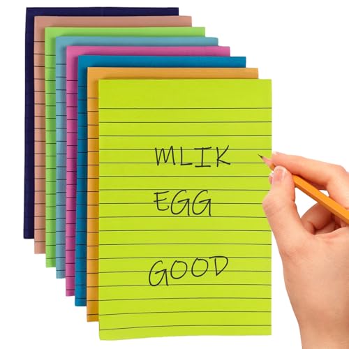 Sticky Notizen mit Linien 8 -Pack (4x6 Zoll) - 50 Blätter/Pad Bunte Note Pads für Büro, Zuhause, Schulschreibtischzubehör von Lamppdcor