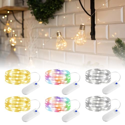 Lamptobe LED Lichterkette Batterie, Mini Lichterkette mit Batterie Lichterkette Draht 2M, LED Beleuchtung Batteriebetrieben Deko Klein 20LEDs für Weihnachten Halloween Flasche Hochzeit Party (6 Stück) Lamptobe LED Lichterkette Batterie, Mini Lichterkette mit Batterie Lichterkette Draht 2M, LED Beleuchtung Batteriebetrieben Deko Klein 20LEDs für Weihnachten Halloween Flasche Hochzeit Party (6 Stück) von Lamptobe