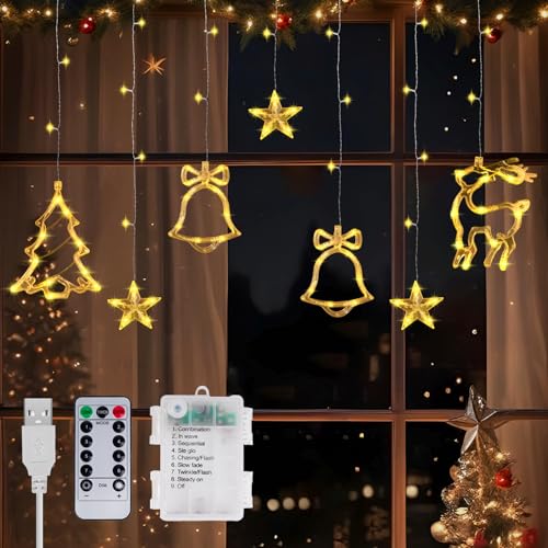 Lamptobe Lichtervorhang Innen Weihnachtsbeleuchtung 3,5 M mit Fernbedienung, 120 LEDs 8 Modi Lichterkette Weihnachten Fenster Batterie oder USB Betrieben Lamptobe Lichtervorhang Innen Weihnachtsbeleuchtung 3,5 M mit Fernbedienung, 120 LEDs 8 Modi Lichterkette Weihnachten Fenster Batterie oder USB Betrieben von Lamptobe