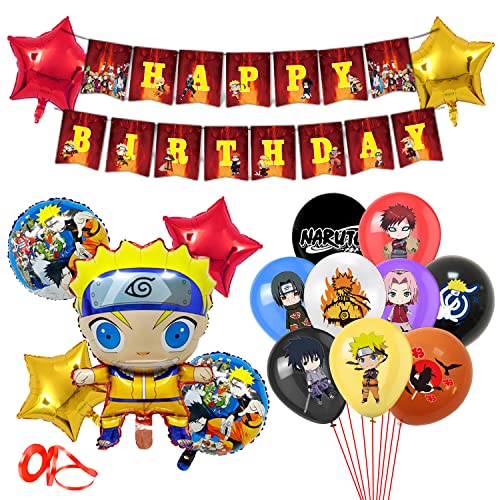 Geburtstag Deko Set 27pcs, Luftballon Latex, Anime Happy Birthday Banner, Thema Party Dekorationen, Party Deko Set, Anime Party Supplies, Geburtstags Set für Junge Mädchen Babyparty von Lamuliya
