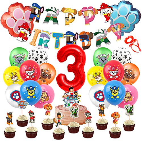 Geburtstag Deko 31pcs, Luftballon Geburtstagsdeko, Ballon 3 Jahre Deko zum Geburtstag, Happy Birthday Banner, Folienballon fur Kindergeburtstag Deko Dekoration von Lamuliya