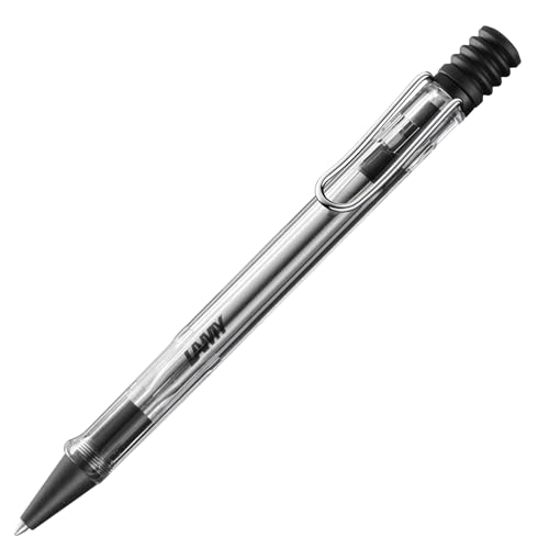 LAMY safari vista transparenter Kugelschreiber 212 aus Kunststoff mit markanten Griffmulden und verchromtem Metallclip, inkl. Großraummine LAMY M 16 schwarz, ideal für Schule, Uni oder Büro von Lamy