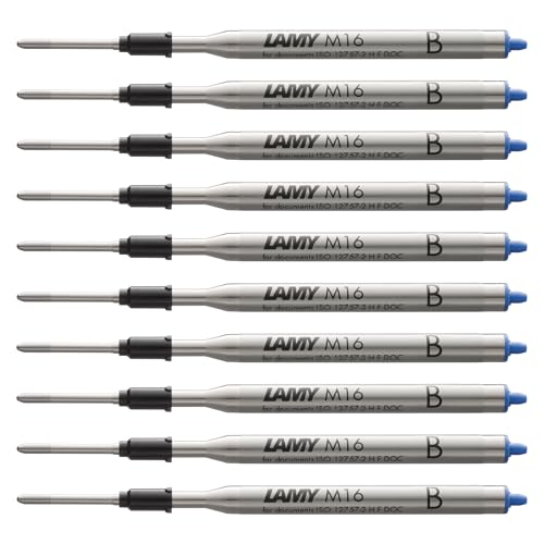 LAMY M16 10er Set Kugelschreiber-Großraummine aus Metall - Original Ersatzmine für alle Lamy Kugelschreiber Modelle - dokumentenecht - Strichbreite Breit in Tintenfarbe blau LAMY M16 10er Set Kugelschreiber-Großraummine aus Metall - Original Ersatzmine für alle Lamy Kugelschreiber Modelle - dokumentenecht - Strichbreite Breit in Tintenfarbe blau von Lamy
