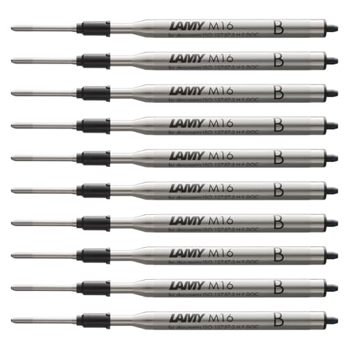 LAMY M16 10er Set Kugelschreiber-Großraummine aus Metall - Original Ersatzmine für alle Lamy Kugelschreiber Modelle - dokumentenecht - Strichbreite Breit in Tintenfarbe schwarz von Lamy