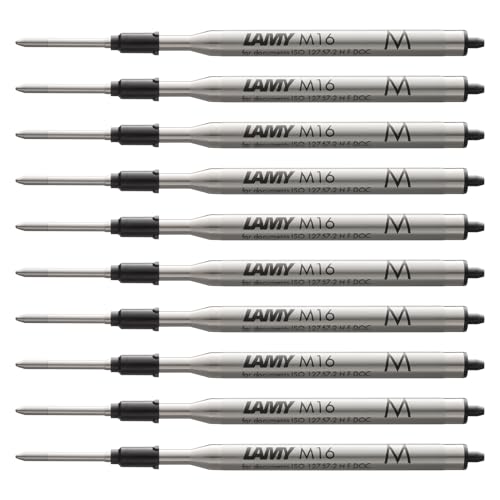 LAMY M16 10er Set Kugelschreiber-Großraummine aus Metall - Original Ersatzmine für alle Lamy Kugelschreiber Modelle - dokumentenecht - Strichbreite Mittel in Tintenfarbe schwarz LAMY M16 10er Set Kugelschreiber-Großraummine aus Metall - Original Ersatzmine für alle Lamy Kugelschreiber Modelle - dokumentenecht - Strichbreite Mittel in Tintenfarbe schwarz von Lamy
