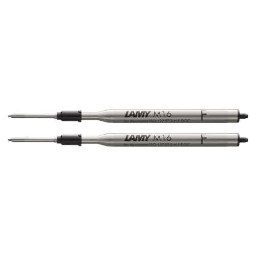 LAMY M16 2er Set Kugelschreiber-Großraummine aus Metall - Original Ersatzmine für alle Lamy Kugelschreiber Modelle - dokumentenecht - Strichbreite Fein in Tintenfarbe schwarz von Lamy