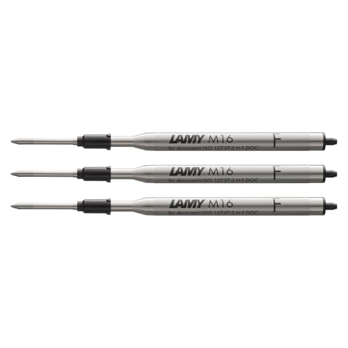 LAMY M16 3er Set Kugelschreiber-Großraummine aus Metall - Original Ersatzmine für alle Lamy Kugelschreiber Modelle - dokumentenecht - Strichbreite Fein in Tintenfarbe schwarz von Lamy