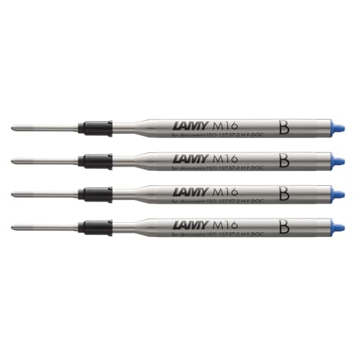 LAMY M16 4er Set Kugelschreiber-Großraummine aus Metall - Original Ersatzmine für alle Lamy Kugelschreiber Modelle - dokumentenecht - Strichbreite Breit in Tintenfarbe blau LAMY M16 4er Set Kugelschreiber-Großraummine aus Metall - Original Ersatzmine für alle Lamy Kugelschreiber Modelle - dokumentenecht - Strichbreite Breit in Tintenfarbe blau von Lamy