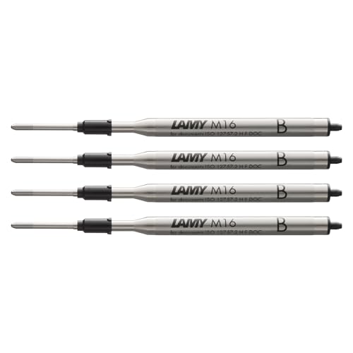 LAMY M16 4er Set Kugelschreiber-Großraummine aus Metall - Original Ersatzmine für alle Lamy Kugelschreiber Modelle - dokumentenecht - Strichbreite Breit in Tintenfarbe schwarz LAMY M16 4er Set Kugelschreiber-Großraummine aus Metall - Original Ersatzmine für alle Lamy Kugelschreiber Modelle - dokumentenecht - Strichbreite Breit in Tintenfarbe schwarz von Lamy