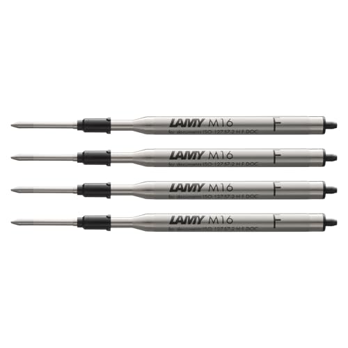 LAMY M16 4er Set Kugelschreiber-Großraummine aus Metall - Original Ersatzmine für alle Lamy Kugelschreiber Modelle - dokumentenecht - Strichbreite Fein in Tintenfarbe schwarz LAMY M16 4er Set Kugelschreiber-Großraummine aus Metall - Original Ersatzmine für alle Lamy Kugelschreiber Modelle - dokumentenecht - Strichbreite Fein in Tintenfarbe schwarz von Lamy