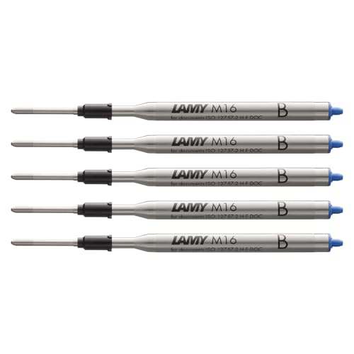 LAMY M16 5er Set Kugelschreiber-Großraummine aus Metall - Original Ersatzmine für alle Lamy Kugelschreiber Modelle - dokumentenecht - Strichbreite Breit in Tintenfarbe blau LAMY M16 5er Set Kugelschreiber-Großraummine aus Metall - Original Ersatzmine für alle Lamy Kugelschreiber Modelle - dokumentenecht - Strichbreite Breit in Tintenfarbe blau von Lamy