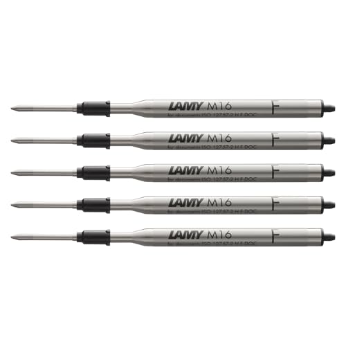 LAMY M16 5er Set Kugelschreiber-Großraummine aus Metall - Original Ersatzmine für alle Lamy Kugelschreiber Modelle - dokumentenecht - Strichbreite Fein in Tintenfarbe schwarz von Lamy