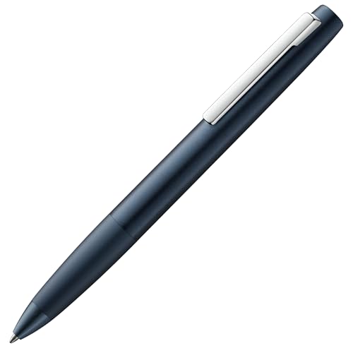 LAMY aion Kugelschreiber 277- Einzigartiger Kuli aus Aluminium in der Farbe dunkelblau, seidenmatt mit Drehmechanik- Mit Großraummine- Strichbreite M von Lamy