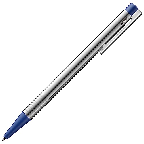 LAMY logo Kugelschreiber 205 – Kuli aus rostfreiem Edelstahl in der Farbe Blau mit integrierter Clip-Drücker-Einheit ... von Lamy