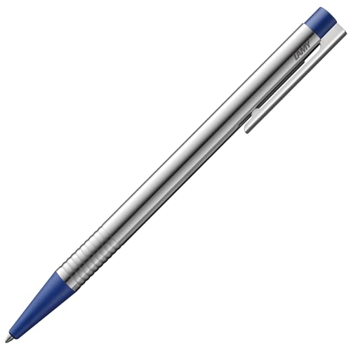 LAMY logo Kugelschreiber 205 – Kuli aus rostfreiem Edelstahl in der Farbe Blau mit integrierter Clip-Drücker-Einheit ... von Lamy