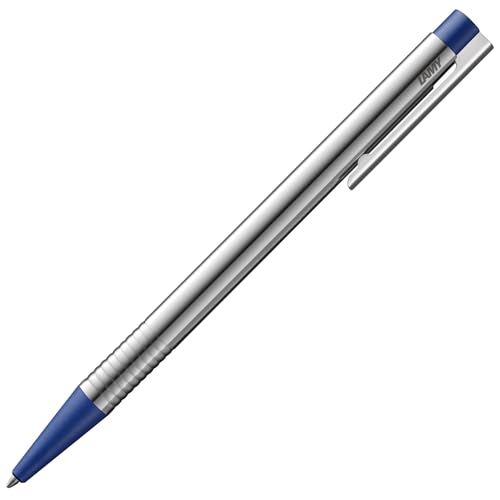 LAMY logo Kugelschreiber 205 – Kuli aus rostfreiem Edelstahl in der Farbe Blau mit integrierter Clip-Drücker-Einheit ... von Lamy