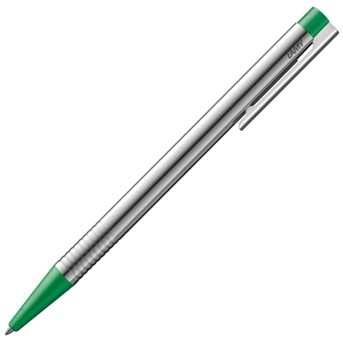 LAMY logo Kugelschreiber 205 aus rostfreiem Edelstahl in der Farbe matt grün mit integrierter Clip-Drücker-Einheit, inkl. Großraummine LAMY M 16 Strichbreite M in grün von Lamy