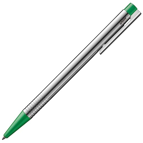 LAMY logo Kugelschreiber 205 aus rostfreiem Edelstahl in der Farbe matt grün mit integrierter Clip-Drücker-Einheit, inkl. Großraummine LAMY M 16 Strichbreite M in grün von Lamy