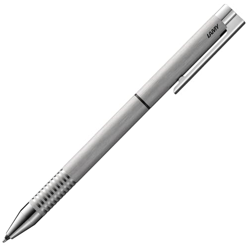 LAMY logo twin pen Multifunktionsschreibgerät 606 –Schreiber aus Edelstahl mit integrierter Clip-Drücker-Einheit, Kugelschreiber-Mine M 21 schwarz – Strichbreite M / Druckbleistift Mine M 41 (0,5) HB von Lamy