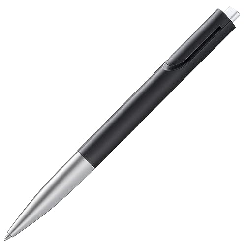LAMY noto schlichter Kugelschreiber 283 aus Kunststoff in der Farbe schwarz-silber mit dreieckigem Korpus und Druckmechanik, inkl. Großraummine LAMY M 16 Strichbreite M in schwarz von Lamy
